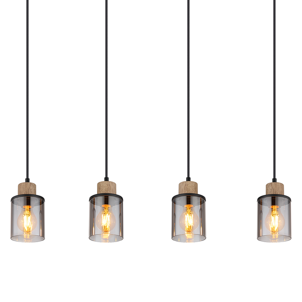 Pendelleuchte Reid Typ C - Farbglas / Eisen - Flammenanzahl: 4