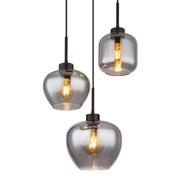 Pendelleuchte Matt Typ A - Farbglas / Eisen - 3-flammig