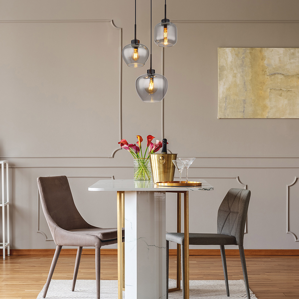 Pendelleuchte Matt Typ A - Farbglas / Eisen - 3-flammig