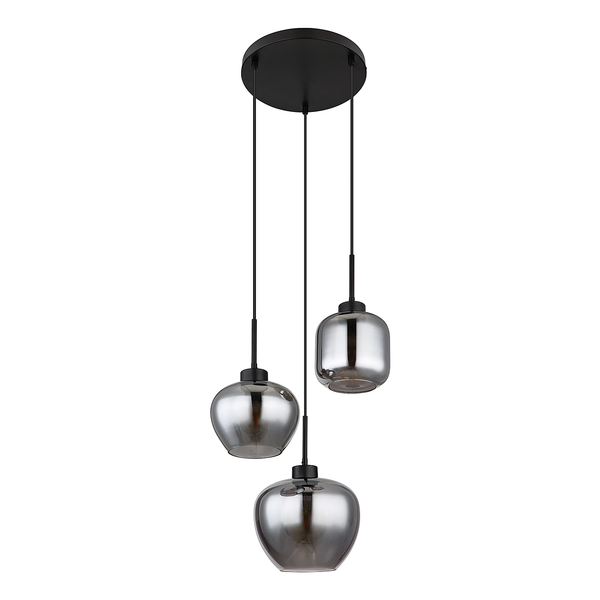 Pendelleuchte Matt Typ A - Farbglas / Eisen - 3-flammig