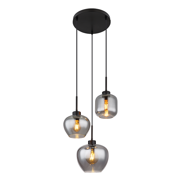 Pendelleuchte Matt Typ A - Farbglas / Eisen - 3-flammig