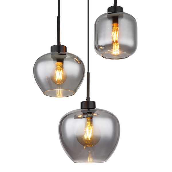 Pendelleuchte Matt Typ A - Farbglas / Eisen - 3-flammig