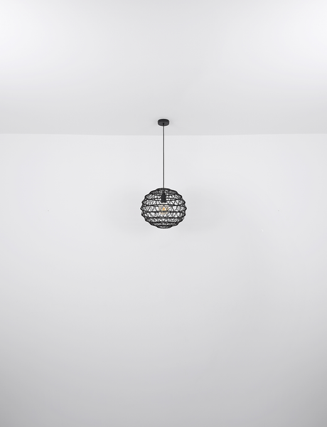 Pendelleuchte Rivard - Papier / Eisen - 1-flammig - Schwarz - Durchmesser: 59 cm