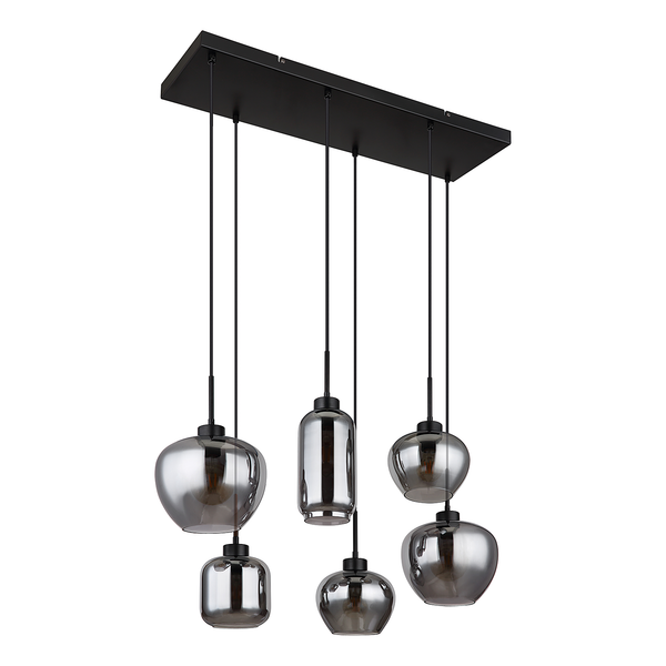 Pendelleuchte Matt Typ E - Farbglas / Eisen - 6-flammig