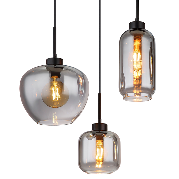 Pendelleuchte Matt Typ E - Farbglas / Eisen - 6-flammig