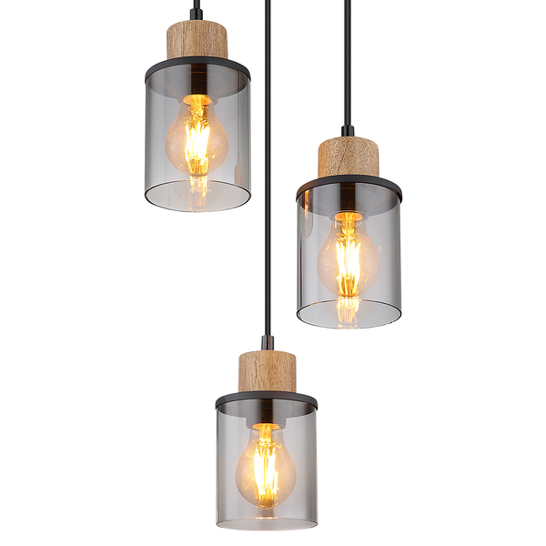 Pendelleuchte Reid Typ B - Farbglas / Eisen - 3-flammig