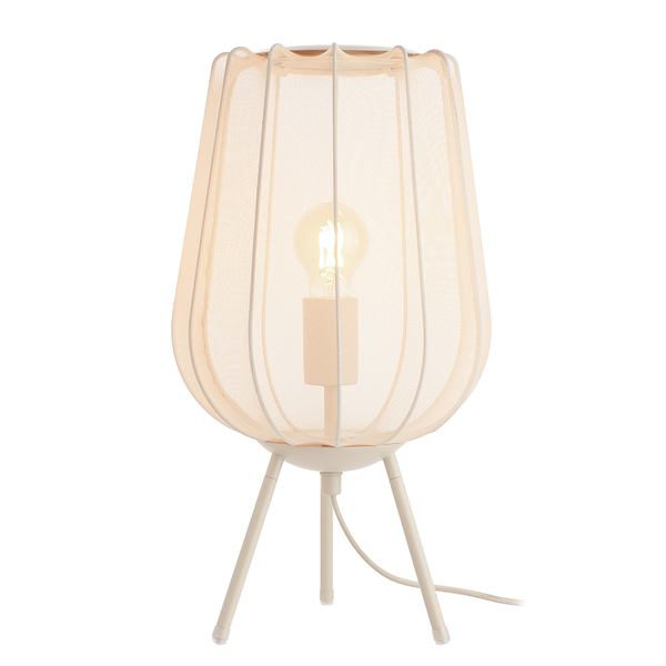 Tischleuchte AMAL - Eisen / Polyester - 1-flammig - Beige