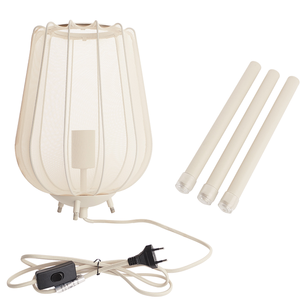 Tischleuchte AMAL - Eisen / Polyester - 1-flammig - Beige