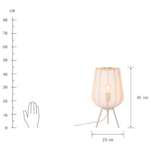 Tischleuchte AMAL - Eisen / Polyester - 1-flammig - Beige