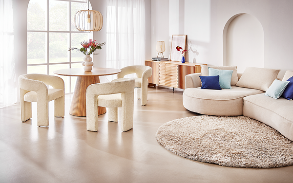 Tischleuchte AMAL - Eisen / Polyester - 1-flammig - Beige
