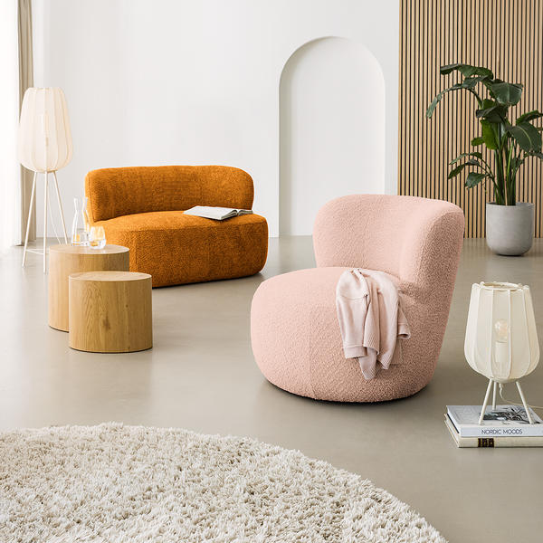 Tischleuchte AMAL - Eisen / Polyester - 1-flammig - Beige