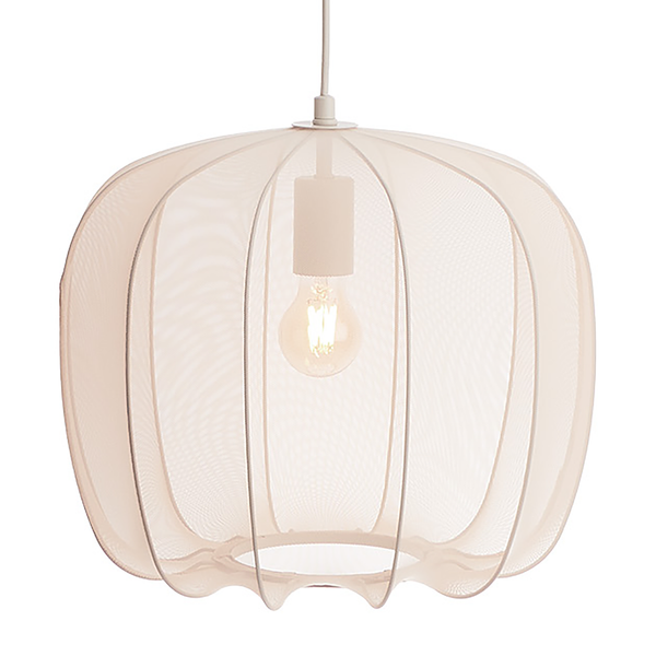 Hängeleuchte AMAL - Eisen / Polyester - 1-flammig - Beige - Durchmesser: 40 cm