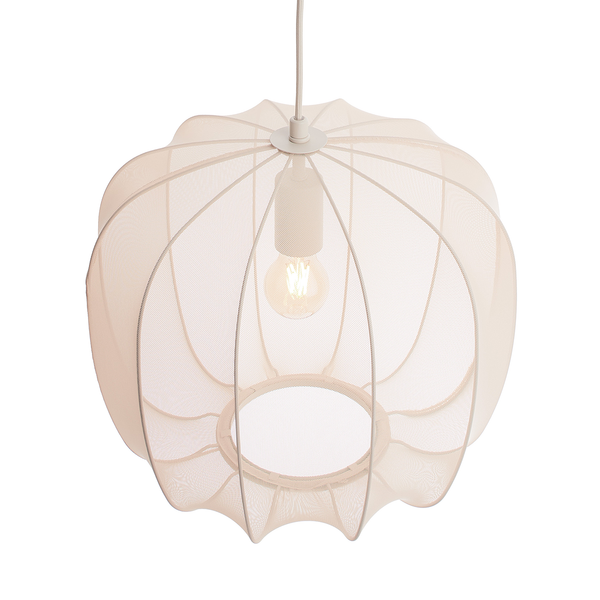 Hängeleuchte AMAL - Eisen / Polyester - 1-flammig - Beige - Durchmesser: 40 cm