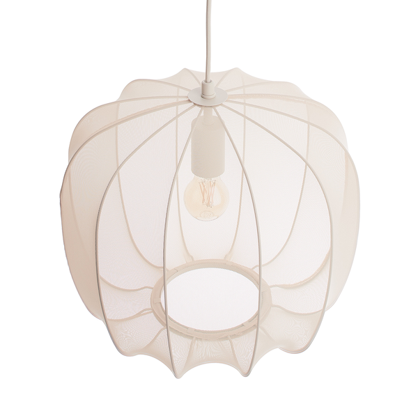 Hängeleuchte AMAL - Eisen / Polyester - 1-flammig - Beige - Durchmesser: 40 cm