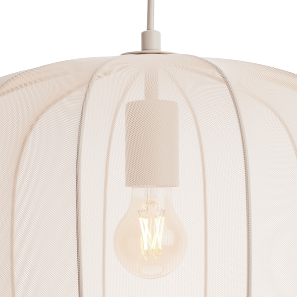 Hängeleuchte AMAL - Eisen / Polyester - 1-flammig - Beige - Durchmesser: 40 cm
