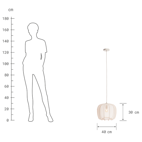 Hängeleuchte AMAL - Eisen / Polyester - 1-flammig - Beige - Durchmesser: 40 cm