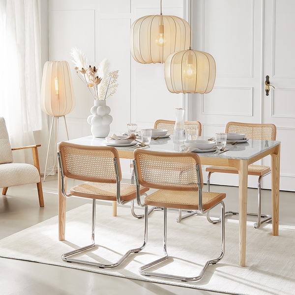Hängeleuchte AMAL - Eisen / Polyester - 1-flammig - Beige - Durchmesser: 40 cm