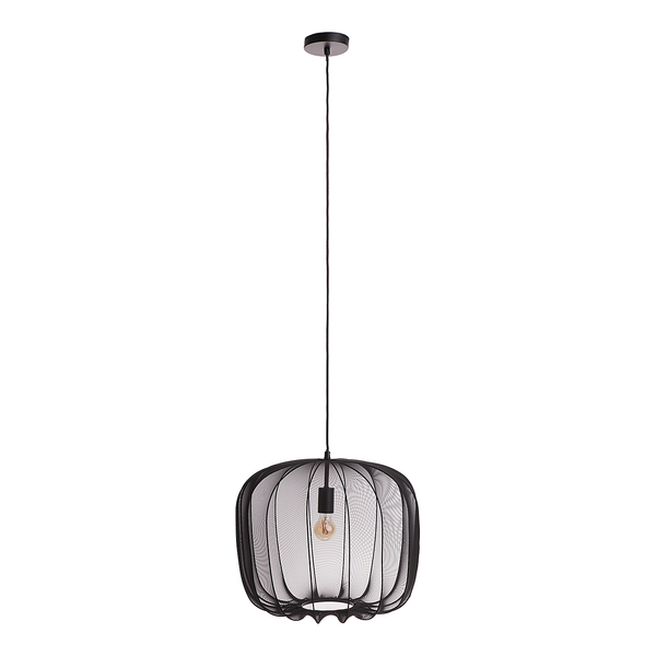Hängeleuchte AMAL - Eisen / Polyester - 1-flammig - Schwarz - Durchmesser: 50 cm