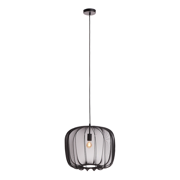 Hängeleuchte AMAL - Eisen / Polyester - 1-flammig - Schwarz - Durchmesser: 50 cm
