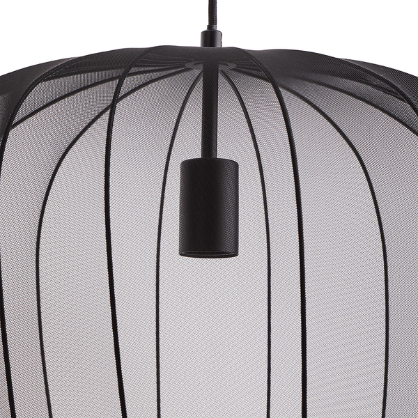 Hängeleuchte AMAL - Eisen / Polyester - 1-flammig - Schwarz - Durchmesser: 50 cm