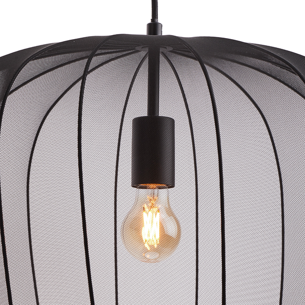 Hängeleuchte AMAL - Eisen / Polyester - 1-flammig - Schwarz - Durchmesser: 50 cm