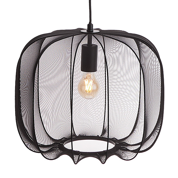 Hängeleuchte AMAL - Eisen / Polyester - 1-flammig - Schwarz - Durchmesser: 40 cm