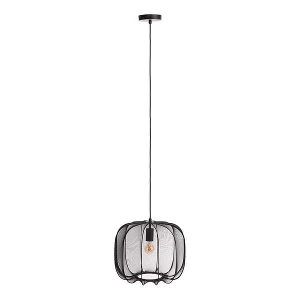 Hängeleuchte AMAL - Eisen / Polyester - 1-flammig - Schwarz - Durchmesser: 40 cm