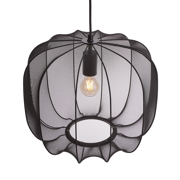 Hängeleuchte AMAL - Eisen / Polyester - 1-flammig - Schwarz - Durchmesser: 40 cm