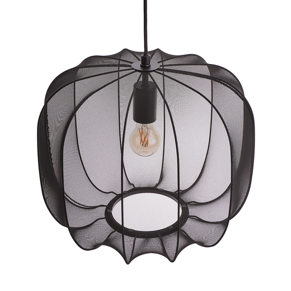 Hängeleuchte AMAL - Eisen / Polyester - 1-flammig - Schwarz - Durchmesser: 40 cm