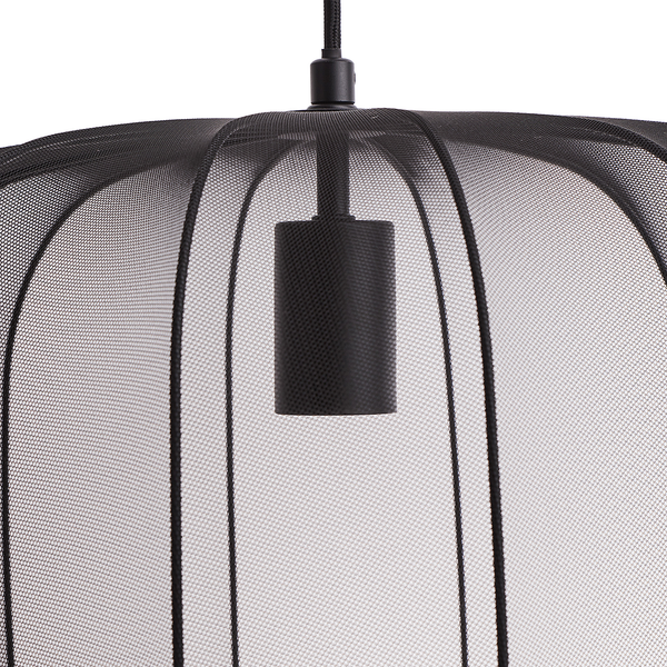 Hängeleuchte AMAL - Eisen / Polyester - 1-flammig - Schwarz - Durchmesser: 40 cm