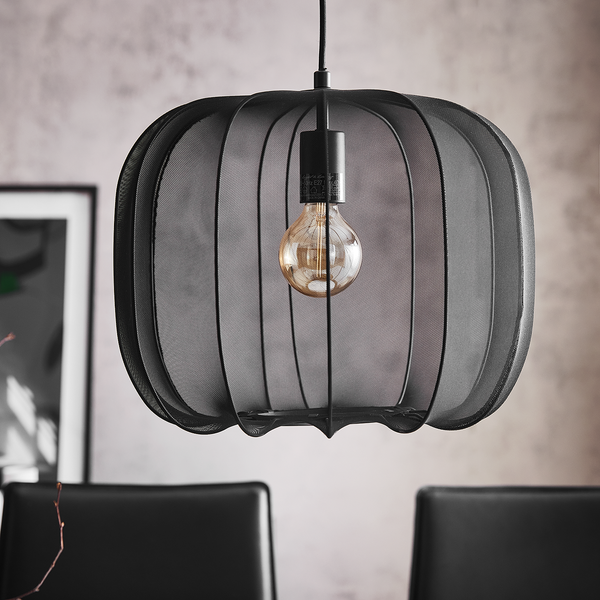 Hängeleuchte AMAL - Eisen / Polyester - 1-flammig - Schwarz - Durchmesser: 40 cm