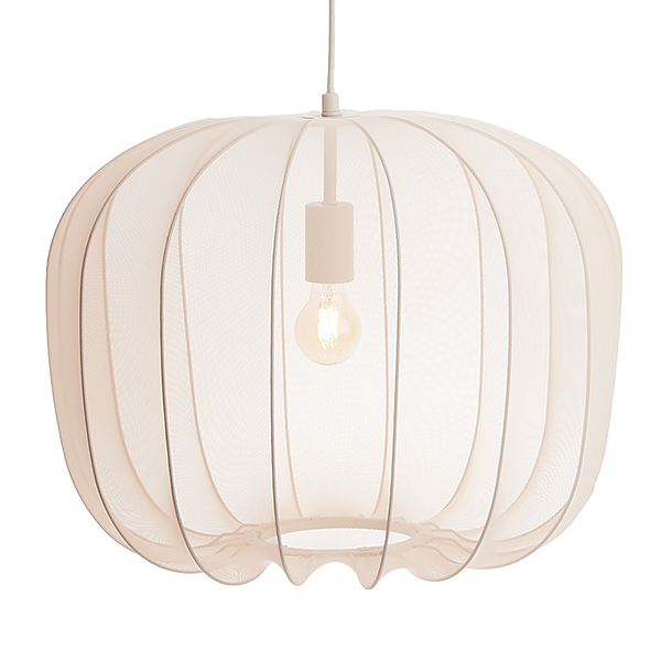 Hängeleuchte AMAL - Eisen / Polyester - 1-flammig - Beige - Durchmesser: 50 cm