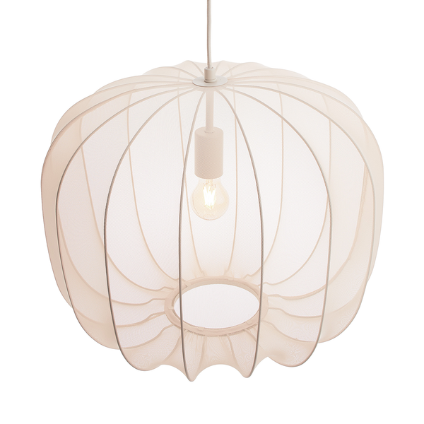 Hängeleuchte AMAL - Eisen / Polyester - 1-flammig - Beige - Durchmesser: 50 cm