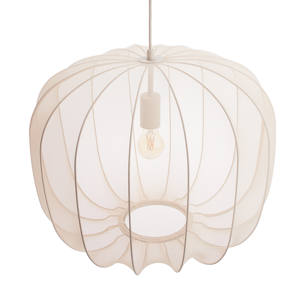 Hängeleuchte AMAL - Eisen / Polyester - 1-flammig - Beige - Durchmesser: 50 cm