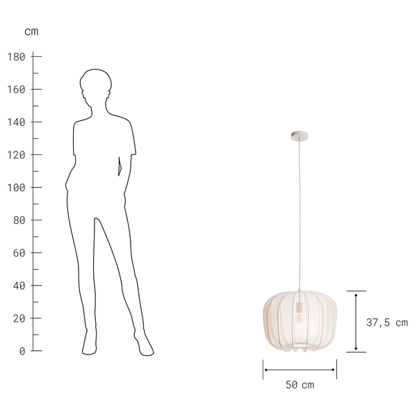 Hängeleuchte AMAL - Eisen / Polyester - 1-flammig - Beige - Durchmesser: 50 cm