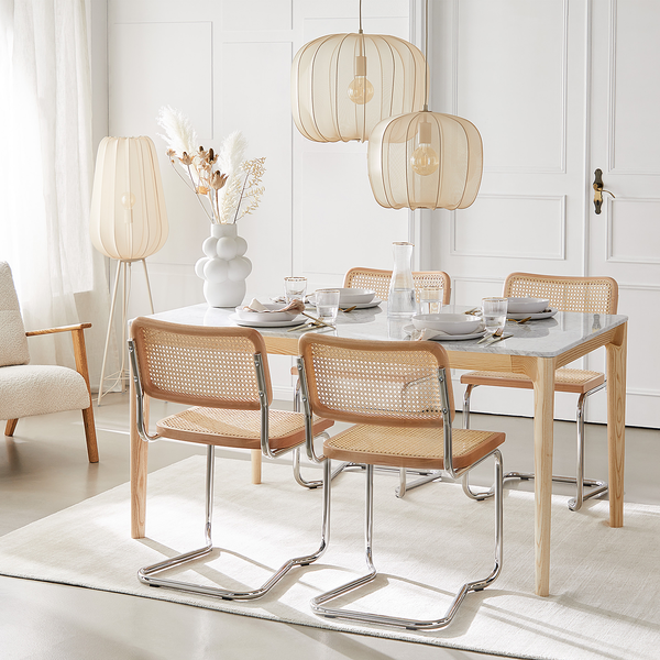 Hängeleuchte AMAL - Eisen / Polyester - 1-flammig - Beige - Durchmesser: 50 cm
