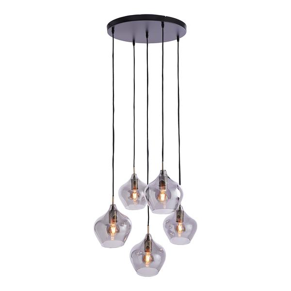 Hängeleuchte SOFIE - Eisen / Glas - 5 flammig - Bronze