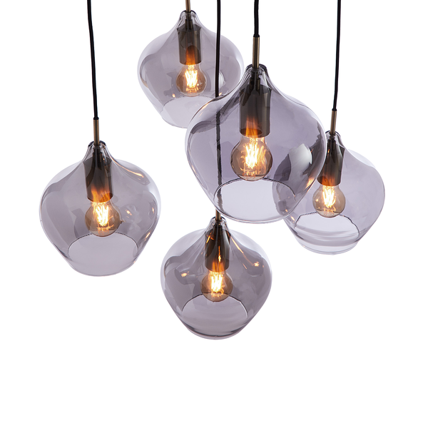 Hängeleuchte SOFIE - Eisen / Glas - 5 flammig - Bronze