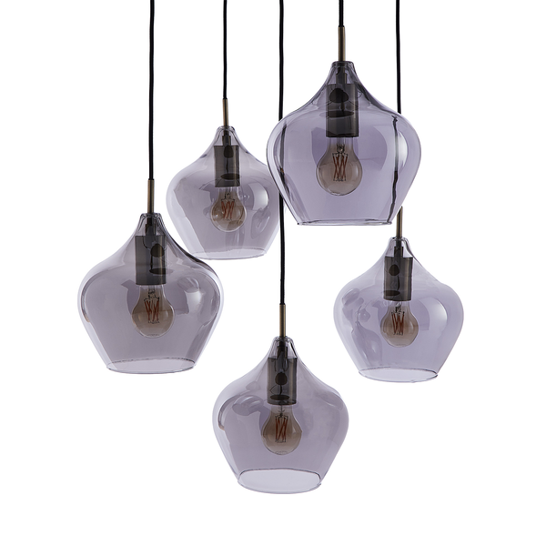 Hängeleuchte SOFIE - Eisen / Glas - 5 flammig - Bronze