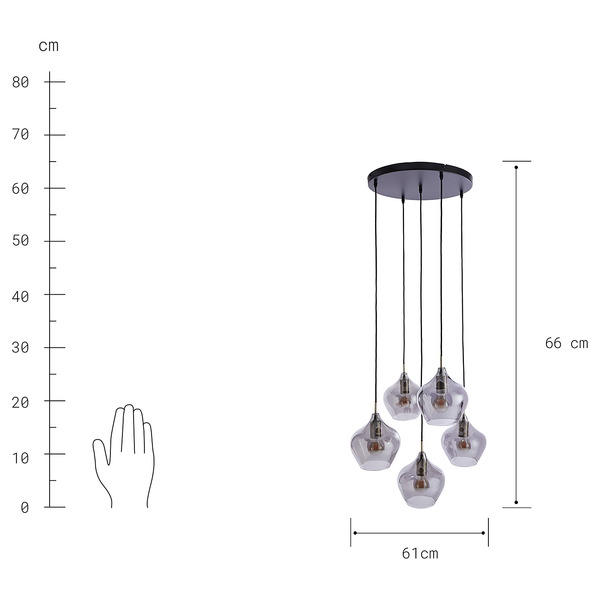 Hängeleuchte SOFIE - Eisen / Glas - 5 flammig - Bronze