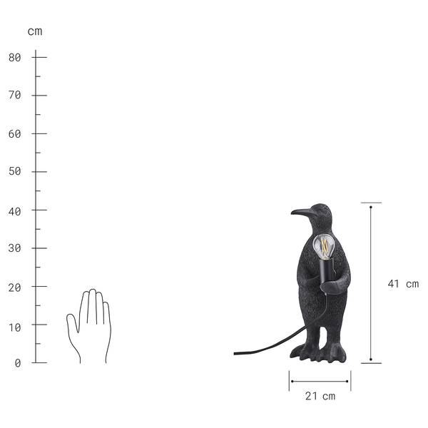 Tischleuchte RINALDO Pinguin - Polyresin / Eisen - 1-flammig - Höhe: 41 cm
