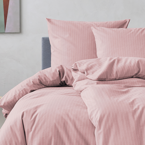 Biber Bettwäsche Cuno - Baumwolle - 2-teilig - Rosé - 135 x 200 cm + Kissen 80 x 80 cm