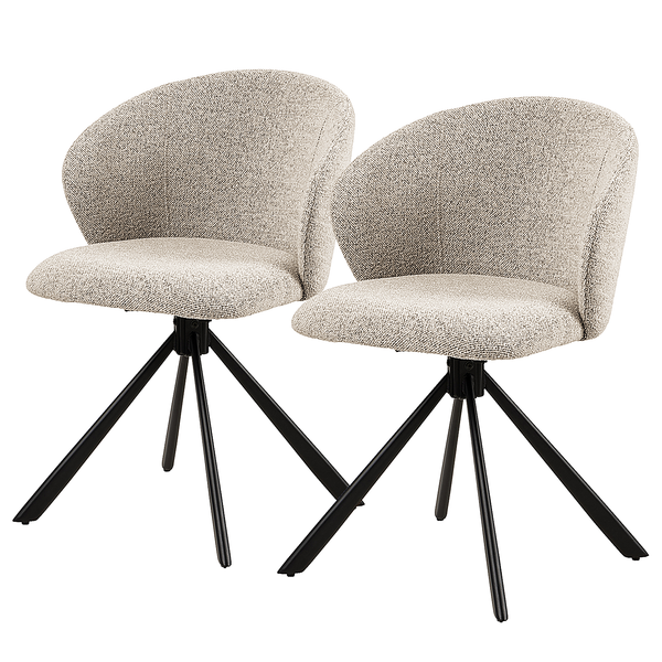 Drehbarer Polsterstuhl Kolmos 2er-Set - Bouclé Stoff Moena: Beige