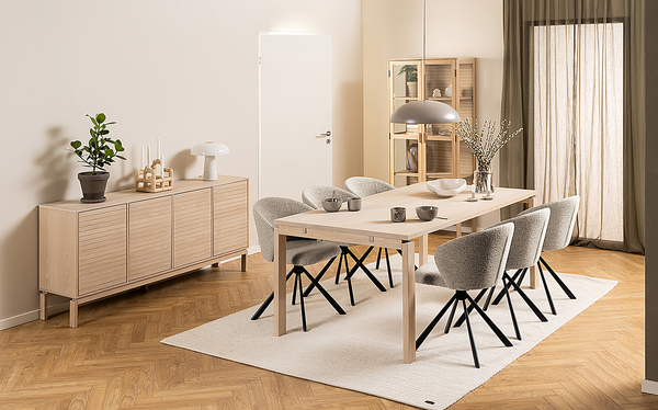 Drehbarer Polsterstuhl Kolmos 2er-Set - Bouclé Stoff Moena: Beige