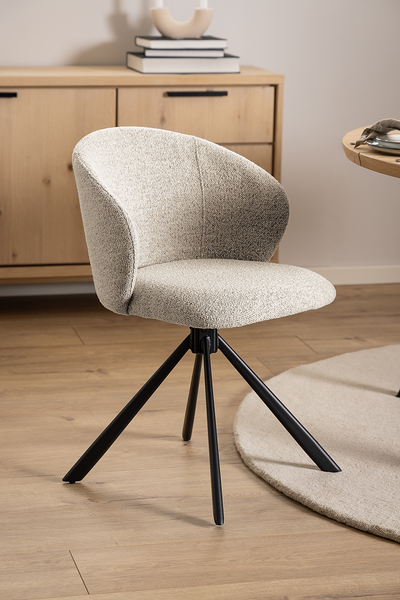 Drehbarer Polsterstuhl Kolmos 2er-Set - Bouclé Stoff Moena: Beige