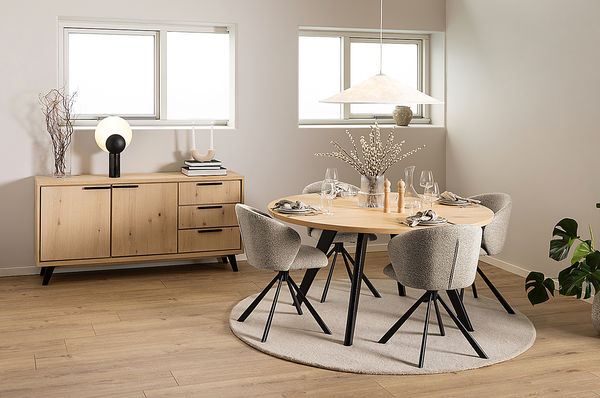 Drehbarer Polsterstuhl Kolmos 2er-Set - Bouclé Stoff Moena: Beige