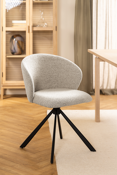 Drehbarer Polsterstuhl Kolmos 2er-Set - Bouclé Stoff Moena: Beige