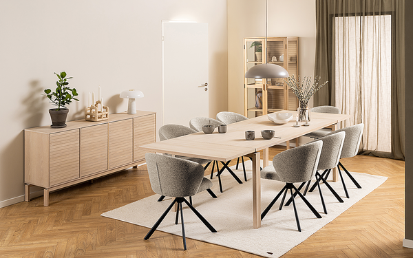 Drehbarer Polsterstuhl Kolmos 2er-Set - Bouclé Stoff Moena: Beige