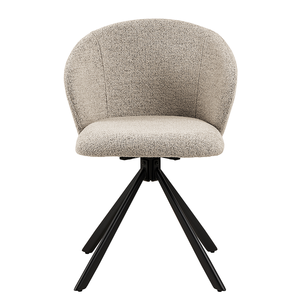 Drehbarer Polsterstuhl Kolmos 2er-Set - Bouclé Stoff Moena: Beige