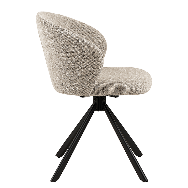 Drehbarer Polsterstuhl Kolmos 2er-Set - Bouclé Stoff Moena: Beige